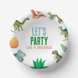 Cute Happy Dinosaur Birthday Party Plates