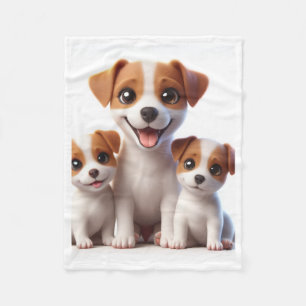 Cute Happy Dog Family Fleece Blanket