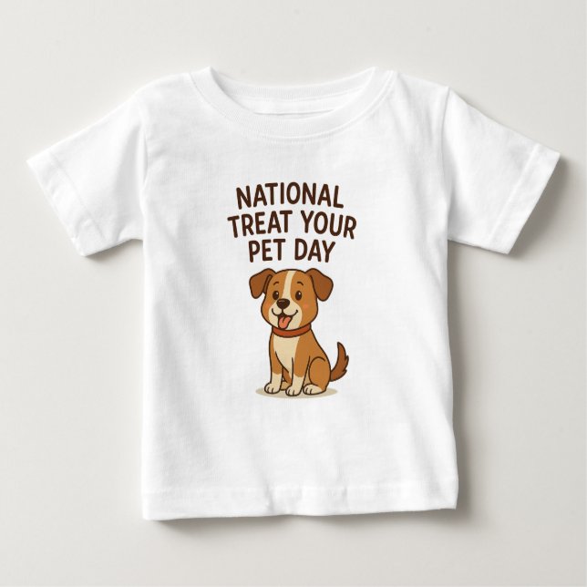 Cute Happy Dog Tee | National Treat Your Pet Day  (Front)