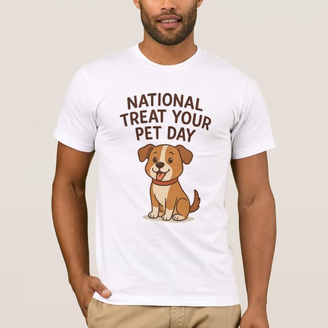 Cute Happy Dog Tee | National Treat Your Pet Day  (Front)