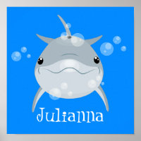 Cute happy dolphin bubbles cartoon illustration