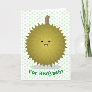 Cute happy durian cartoon illustration card