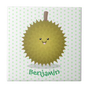 Cute happy durian cartoon illustration ceramic tile