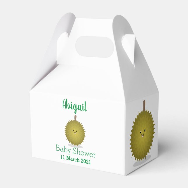 Cute happy durian cartoon illustration  favour box (Front Side)