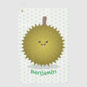 Cute happy durian cartoon illustration  golf towel