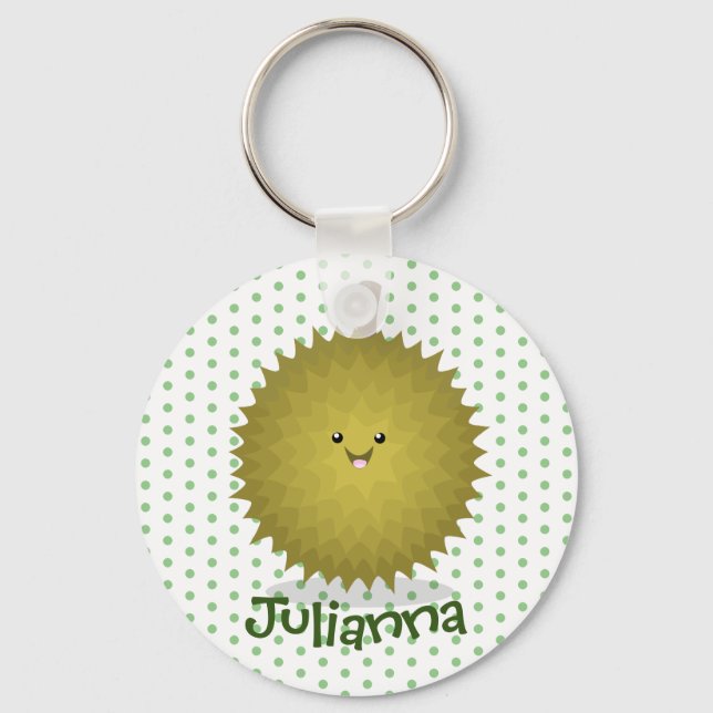 Cute happy durian cartoon illustration key ring (Front)