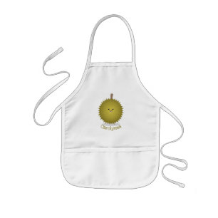 Cute happy durian cartoon illustration kids apron