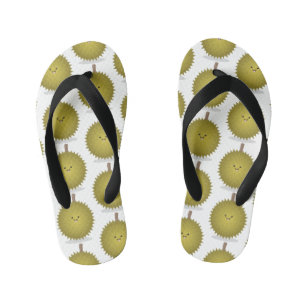 Cute happy durian cartoon illustration kid's thongs