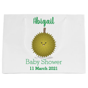 Cute happy durian cartoon illustration large gift bag