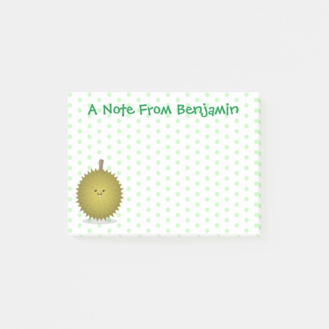 Cute happy durian cartoon illustration post-it notes (Front)