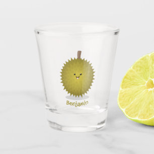 Cute happy durian cartoon illustration shot glass