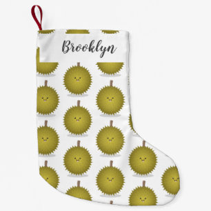 Cute happy durian cartoon illustration  small christmas stocking