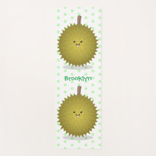 Cute happy durian cartoon illustration yoga mat