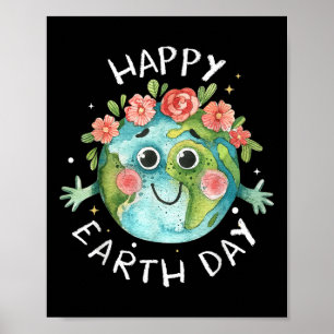 Cute Happy Earth Day 2025 Shirt Restore Earth Teac Poster