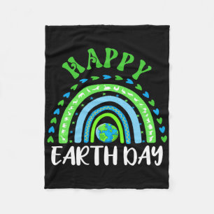 Cute Happy Earth Day Cute Rainbow Earth Lover Kids Fleece Blanket