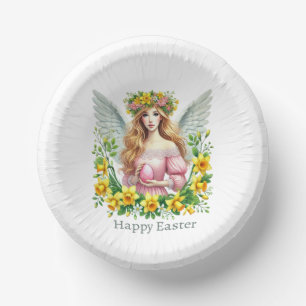 Cute Happy Easter Angel Holiday party dinner Paper Plate