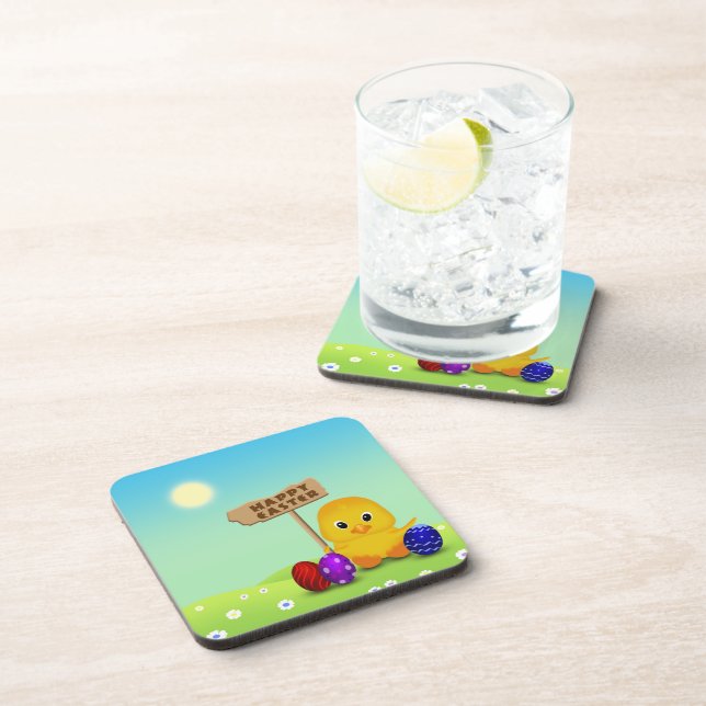 Cute Happy Easter Baby Chick Coaster (Right Side)