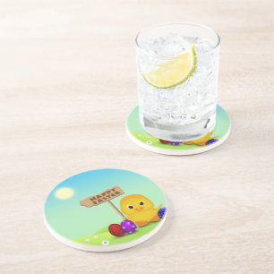 Cute Happy Easter Baby Chick Coaster