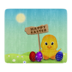 Cute Happy Easter Baby Chick Cutting Board