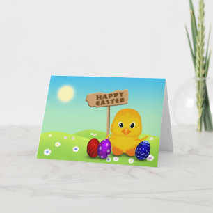 Cute Happy Easter Baby Chick Holiday Card