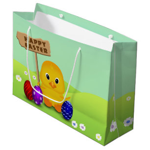 Cute Happy Easter Baby Chick Large Gift Bag