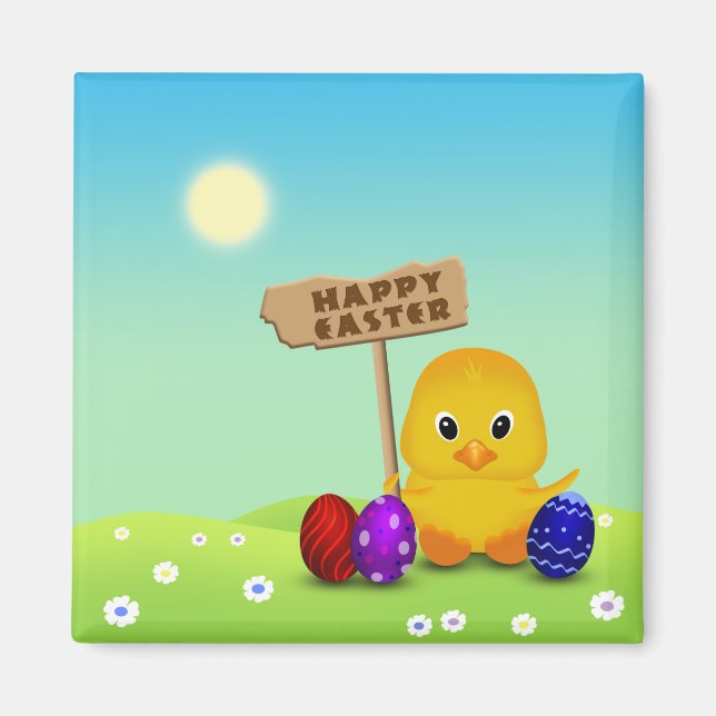 Cute Happy Easter Baby Chick Magnet (Front)
