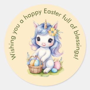 Cute Happy Easter Blessings Unicorn Sticker