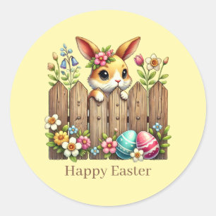 Cute Happy Easter bunny  Classic Round Sticker