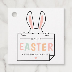 Cute Happy Easter Bunny Ears Easter Basket Favour Tags