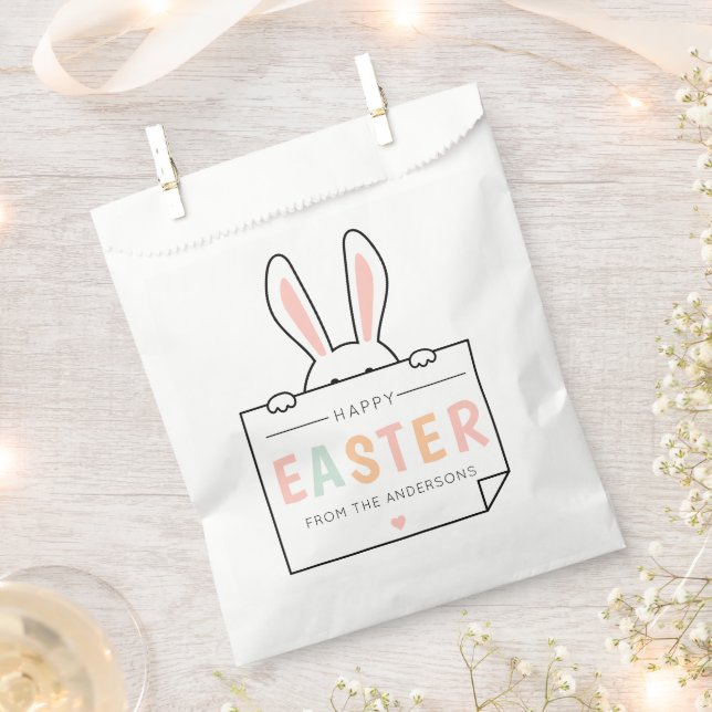 Cute Happy Easter Bunny Ears Favour Bag (Clipped)