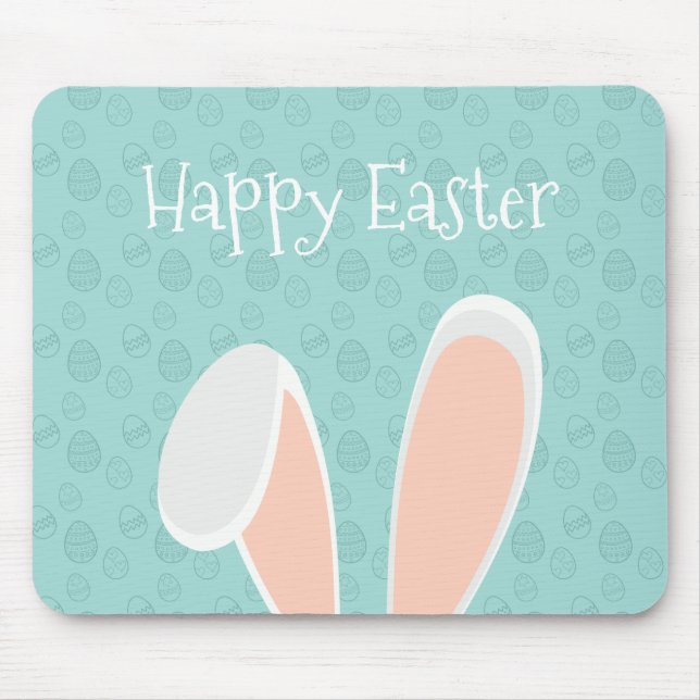 Cute Happy Easter Bunny Ears | Mousepad (Front)