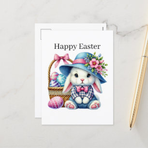 Cute Happy Easter bunny  Holiday Postcard