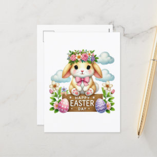 Cute Happy Easter bunny  Holiday Postcard