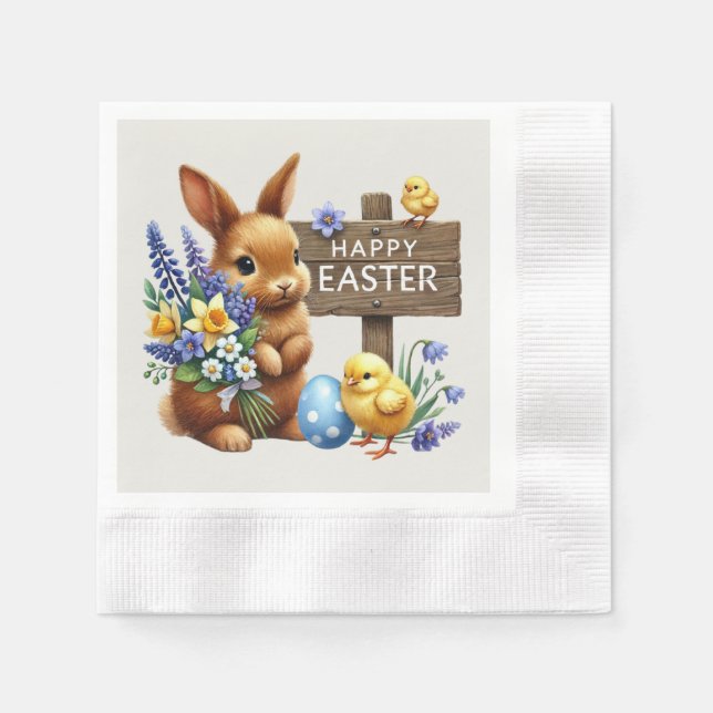 Cute Happy Easter bunny Napkin (Front)
