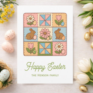 Cute Happy Easter Bunny Quilt Pattern  Card