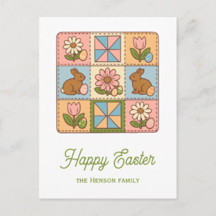 Cute Happy Easter Bunny Quilt Pattern  Postcard