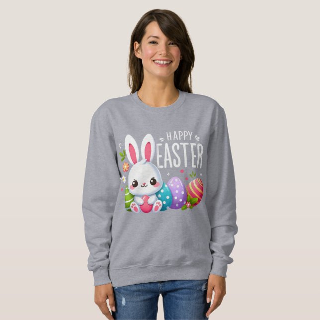 Cute, Happy Easter bunny  Sweatshirt (Front Full)