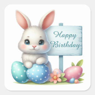 Cute Happy Easter bunny watercolor Square Sticker