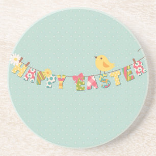 Cute Happy Easter Card Coaster