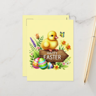 Cute Happy Easter chick Holiday postcard