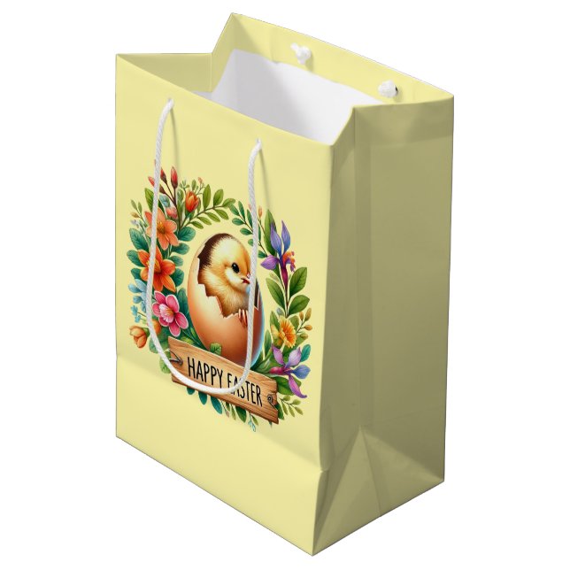 Cute Happy Easter chick Medium Gift Bag (Front Angled)
