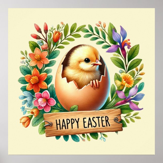 Cute Happy Easter chicks  Poster (Front)