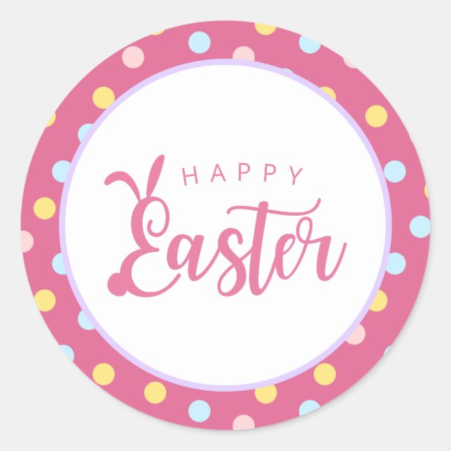 Cute Happy Easter Classic Round Sticker (Front)