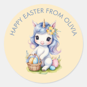 Cute Happy Easter Customisable Unicorn Sticker
