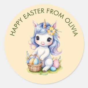 Cute Happy Easter Customisable Unicorn Sticker