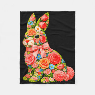 Cute happy easter day bunny flowers rabbit kids fleece blanket