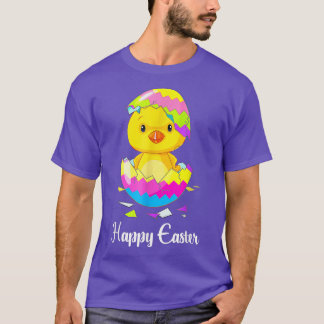 Cute Happy Easter Day Chick With Easter Egg Basket T-Shirt