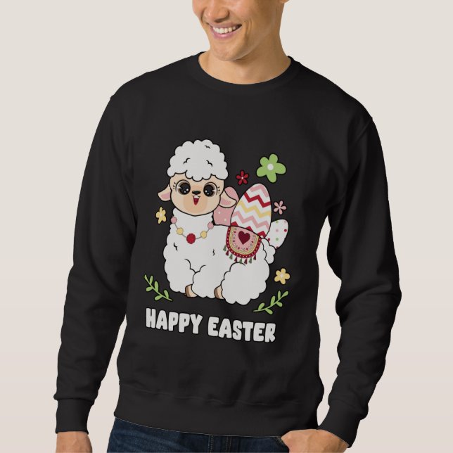 Cute Happy Easter Day Egg Hunt Boys Girls Kids She Sweatshirt (Front)
