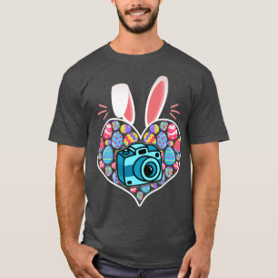 Cute Happy Easter Day Heart Bunny Photographer Egg T-Shirt