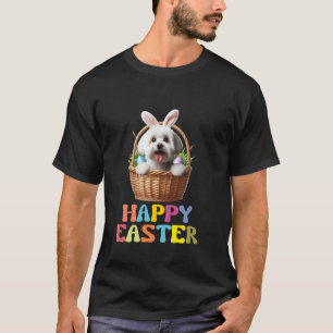 Cute Happy Easter Dog Bunny Ears Basket T-Shirt